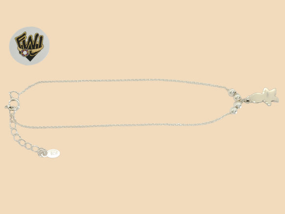 (2-0140) 925 Sterling Silver - 1mm Kid Charm Anklet - 10