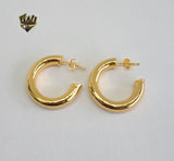 (1-2611-F) Gold Laminate - Plain Half Hoops Earrings - BGO - Fantasy World Jewelry