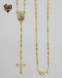 (1-3342) Gold Laminate - 2.5mm Saint Michael Archangel Rosary Necklace - 24" - BGO.