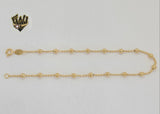 (1-0065) Gold Laminate - 1.5mm Balls Link Anklet - 10" - BGF - Fantasy World Jewelry