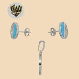 (2-6358) 925 Sterling Silver - Zircon Opal Set. - Fantasy World Jewelry