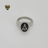 (4-0073-1) Stainless Steel - Masonic Symbol Men Rings. - Fantasy World Jewelry