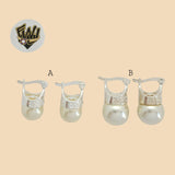 (2-3469) 925 Sterling Silver - Pearl Hoop Earrings. - Fantasy World Jewelry