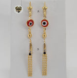 (1-1160) Gold Laminate - Long Earrings - BGO - Fantasy World Jewelry