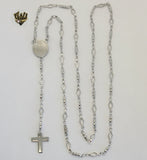 (4-6003) Stainless Steel - 4mm Rosary Necklace - 26". - Fantasy World Jewelry