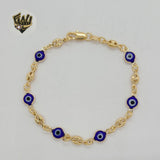 (1-0683) Gold Laminate - 4.5mm Evil Eye Bracelet - 7.5" - BGF - Fantasy World Jewelry