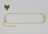 (1-0236) Gold Laminate - 2mm Zircon Elephant Anklet - 10" - BGF - Fantasy World Jewelry