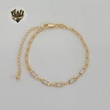 (1-0753) Gold Laminate - 3.5mm Paper Clip Link Stones Bracelet - 7" - BGF