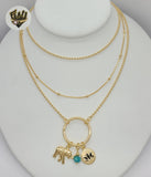 (1-6025) Gold Laminate - Charms Layering Necklace - BGF - Fantasy World Jewelry