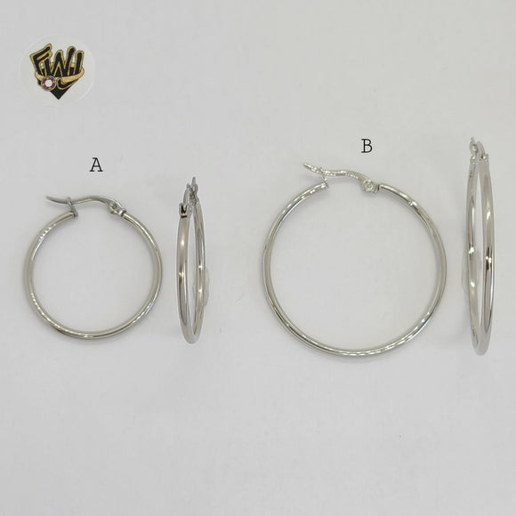 (4-2160) Stainless Steel - Classic Plain Hoops. - Fantasy World Jewelry