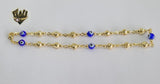 (1-0139) Gold Laminate - 5.5mm Balls and Eyes Anklets - 10" - BGO - Fantasy World Jewelry