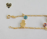 (1-0147) Gold Laminate - 2.5mm Figaro Link Anklet with Charms - 10" - BGF - Fantasy World Jewelry