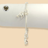 (2-0703) 925 Sterling Silver - 2mm Dolphins Bangle - 2.1/2" - Fantasy World Jewelry