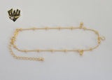 (1-0172) Gold Laminate - 1mm Rolo Link Beads Link Anklet - 10” - BGF