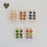 (1-2656) Gold Laminate Triple Zircon Hoops - BGO