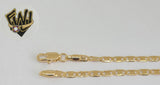 (1-0432) Gold Laminate Bracelet - 3.5mm Alternative Flat Marine Link - 7.5" - BGF - Fantasy World Jewelry