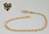 (1-0432) Gold Laminate Bracelet - 3.5mm Alternative Flat Marine Link - 7.5" - BGF - Fantasy World Jewelry